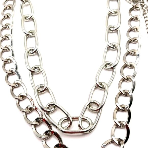 Triple Star Double Layer Pants Or Wallet Chain 13" Silver Tone - Picture 4 of 10